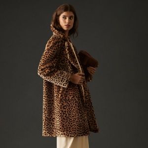Anthro (Maeve) Animal Print Faux Fur Coat